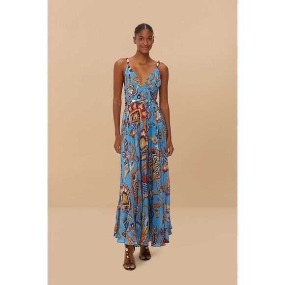 Farm Rio Blue Sunset Tapestry Sleeveless Midi Dress - Picture 1 of 1